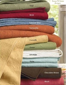 100% COTTON MATELASSE King 108"x92" QUILT : QUILTED TILE STITCH COVERLET - Picture 1 of 18