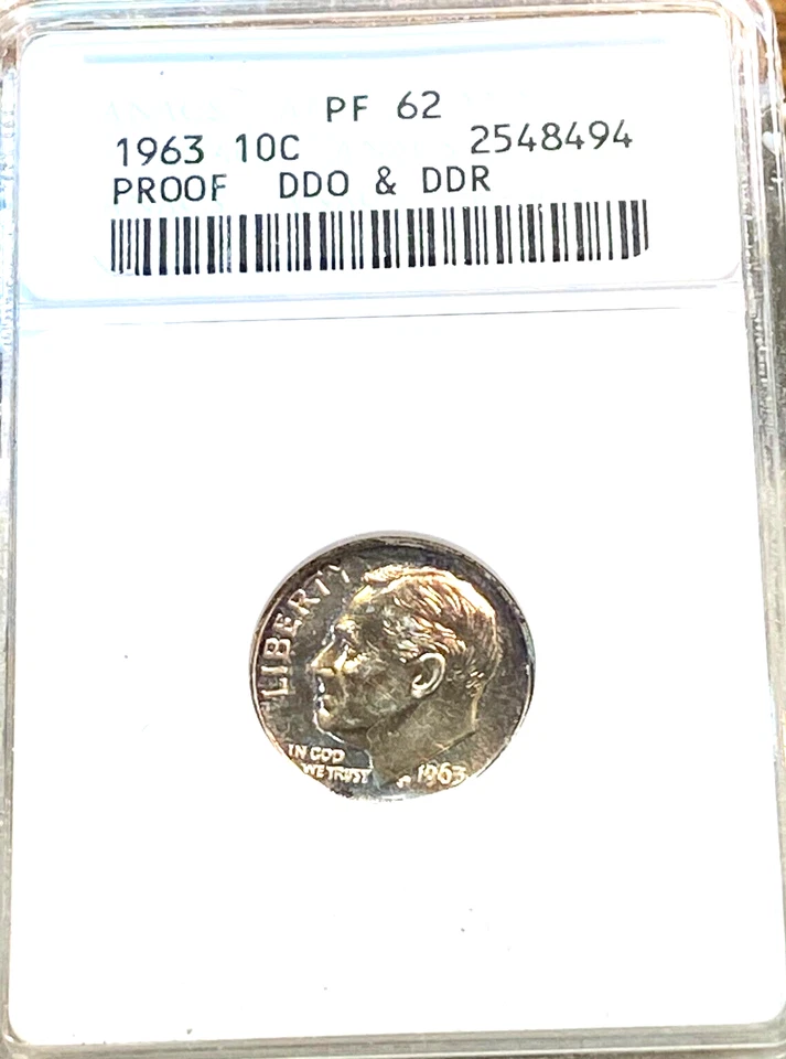 1963 Double Die Obverse & Reverse Roosevelt 10c ANACS PF62 Best Price Ebay* CHRC - Image 1 of 2