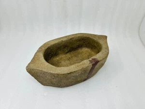 Ancient Brown Stone Kitchenware Spice Grinder Bowl Old Heavy Stone Mortar Kharal - Picture 1 of 4