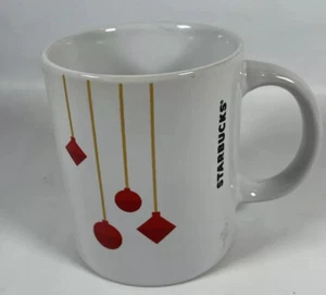 Starbucks Ceramic Coffee Mug Christmas Holiday Cup Red String Ornaments 10 Oz - Picture 1 of 8
