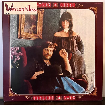 WAYLON JENNINGS & JESSI COLTER - Leather & Lace (1981) 12" Vinyl Record LP - VG+ - Image 1 of 3
