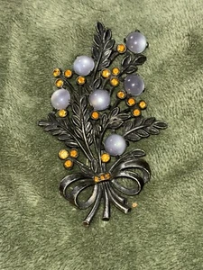 Vintage Pot Metal Brooch With Moonstone - Picture 1 of 3