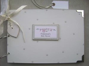 PERSONALISED.BABY SHOWER. PINK. A4 SIZE.PHOTO ALBUM/SCRAPBOOK/MEMORY BOOK. - Picture 1 of 5
