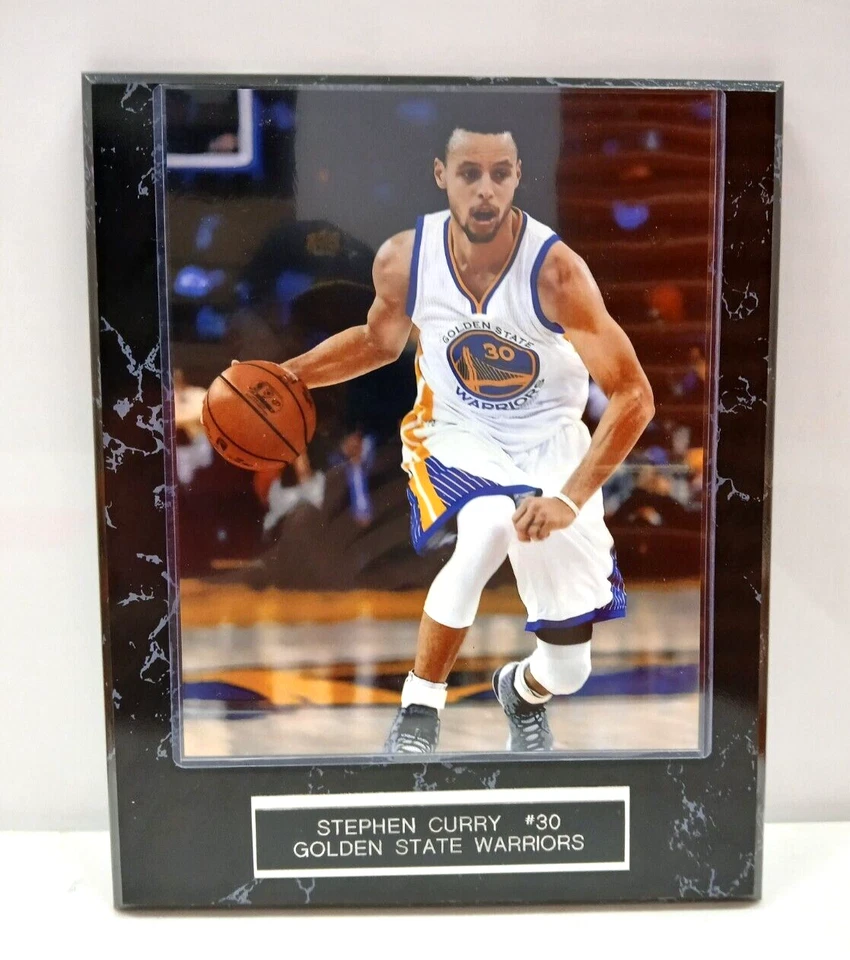 Placa de mármol negro Stephen Curry-Warriors-10 1/2 x 13 con foto de 8x10 Foto 1 de 2