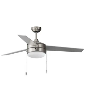 Maxim Lighting Trio 2Lt 52" 3-Bd Hugger Fan/Pull Chain, NK/BK/FR - 89906FTSNBK - Picture 1 of 1