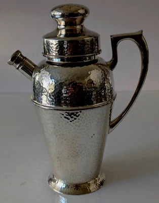 Prohibición, martillado 10 1/2" alto plato plateado coctelera SH-94 Foto 1 de 4