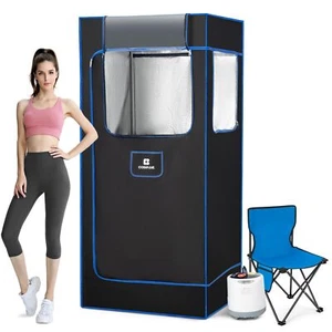 High Sealing Portable Full Size 1500W 4L Steam Sauna Personal Home Spa w/Chair - Picture 1 of 24