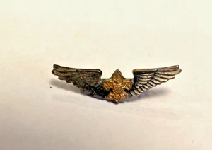 Vintage 1940s AIR SCOUT Universal Wings Member PIN BSA Boy Scout Badge STERLING - Picture 1 of 6