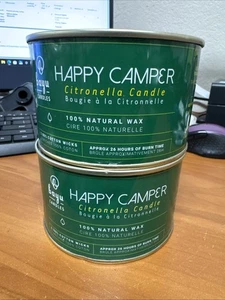 2 Happy Camper 12oz Citronella Candle, All Natural With Beeswax And Coconut Oil - Picture 1 of 3