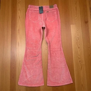 Pantalone donna Lee rosa fondo a campana in velluto a coste taglia 33 vita alta - Foto 1 di 18