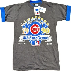 Vintage Chicago Cubs 1990 MLB All Star Game T shirt S Dead Stock Two Tone Sleeve - Picture 1 of 12