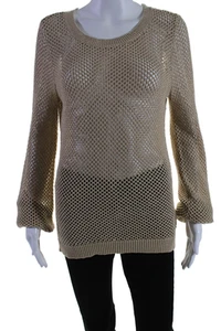 Michael Michael Kors Women's Long Sleeves Open Knit Sweater Beige Size M - Picture 1 of 5