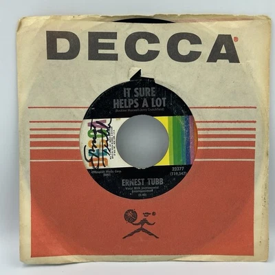 *SIGNED* ERNEST TUBB It Sure Helps A Lot; Just Pack Up And Go 45 RPM VTG COUNTRY - Image 1 of 4