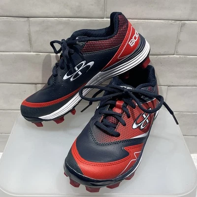 Boombah Frenzy Youth Baseball Softball Cleats NWOB Blue/Red Girls Size 4 - Image 1 of 4