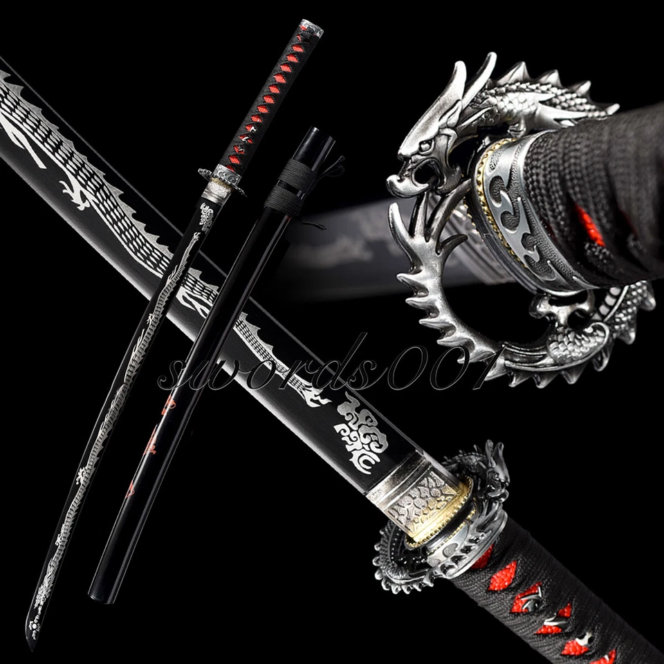 MN SWORD Handmade Black Blade Japanese Samurai Katana Sword 1095 High Carbon Steel Sharp