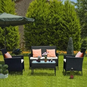 bigzzia Rattan Garden Furniture Set, 4 piece Patio Rattan furniture sofa Weaving - Picture 1 of 7