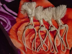 5 Quasten Vorhang Raffhalter 100% Baumwolle Made in Turkey Cremefarben L - Bild 1 von 3
