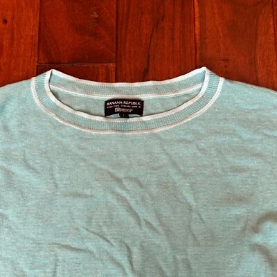 Suéter Banana Republic fino italiano malha pulôver azul água G - Imagem 1 de 4