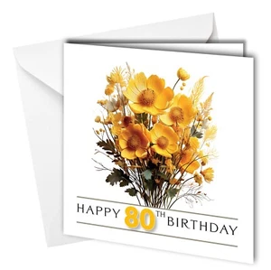 Tarjeta de feliz cumpleaños 80 #1840 / flores / abuela, amiga, mamá - Imagen 1 de 6