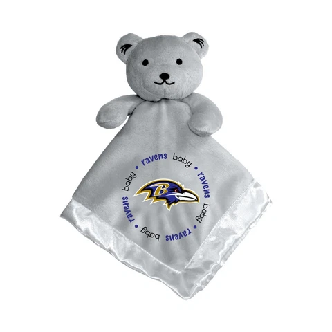 Baltimore Ravens Baby Security Gray Bear Blanket, NFL Officially Licensed 14X14 Cover
