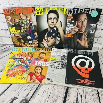 Lot Of 7 WIRED Magazines 2014 • Pixar Snowden Seinfeld Tech & Innovation Airbnb - Image 1 of 4