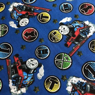 Thomas the train Fabric OOP RARE Cotton Quilt Pre-cut 10 - 9.5” Square Blue - Image 1 of 4