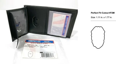 PERFECT FIT 105 RECESSED HIDDEN BADGE ID HOLDER BIFOLD LEATHER WALLET MINI B519 - Image 1 of 4