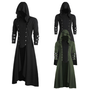Medieval Men Long Steampunk Cloak Trench Vampire Wizard Halloween