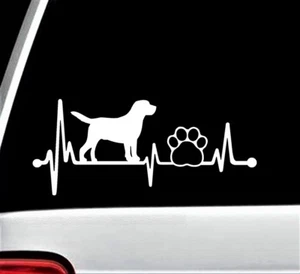 Lab Labrador Retriever Heartbeat Paw Lifeline Decal Sticker for Car Window BG135 - Picture 1 of 3