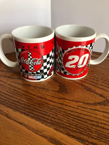2 NASCAR  Coca Cola Mugs Tony Stewart And Driving Your Thirst For Racing EUC Cover