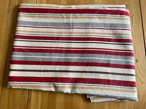 Baumwollstoff rot gelb grau gestreift 138 x 290, gewaschen - Bild 1 von 6
