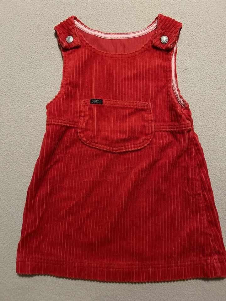 Vestido de bolsillo vintage Lee Girls 4T pana jersey, hecho en EE. UU. Foto 1 de 4