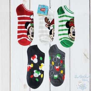 5 PACK NWT MINNIE MOUSE DISNEY CHRISTMAS WOMEN'S NO SHOW SOCKS SHOE SIZE 4-10 - Picture 1 of 7