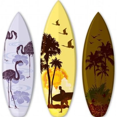 AK WALL ART Surfboards Tropical Set of 3 Car Vinyl Sticker - SELECT SIZE
