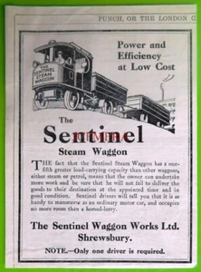 SENTINEL 'Steam Waggon' Trucks WW1 ADVERT Original Small Vintage Print Ad 683/11 - Imagen 1 de 1