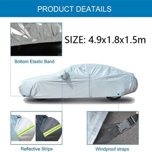 Outdoor Car Cover - 100% Waterproof, All-Weather Protection 193x71x59" XL Silver - Picture 1 of 12