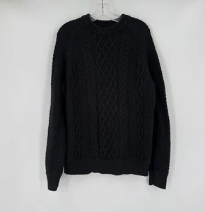 Suéter J.CREW Mujer Negro Tejido con Cable Algodón Peso Pesado Crew Talla M - Imagen 1 de 5