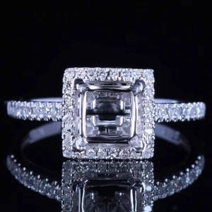 Sterling Silver Semi-mount Engagement Diamonds Wedding Ring 5.5-6mm Princess - Picture 1 of 5