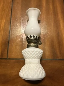 Vintage Milk Glass Oil Lamp Made In Hong Kong - Picture 1 of 14
