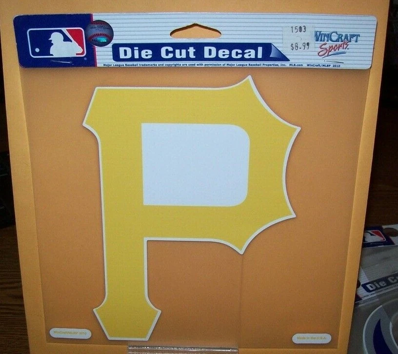 PITTSBURGH PIRATES YELLOW P LOGO WINCRAFT 8X8 PERFECT CUT DECAL STICKER- - Image 1 of 1