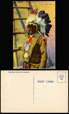 American Red Indian NAVAJO INDIAN CHIEF Native Man Ethnic Costumes Old Postcard