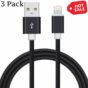 3 PACK Nylon Braided USB Data Cable Charger Cord for iPhone 12 11 X 8 7 6