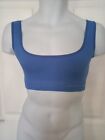 Prettylittlething   Blue Ribbed Croped Gym Vest Top Size M