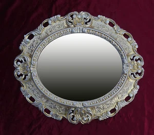 Specchio Parete Oro Argento Ovale 45 X 38 CM Barocco Antico Repro Vintage 345 4 - Bild 1 von 6