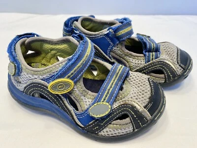 Niños Talla 9 Stride Rite Mateo Sandalias Punta Cerrada Zapatos Gris Azul Amarillo 9M Foto 1 de 4