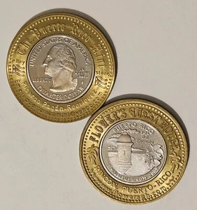2009 PROOF 25c RINCON PUERTO RICO Incassato Centesimo Portafortuna Penny Moneta Ficha Token TIN - Foto 1 di 2