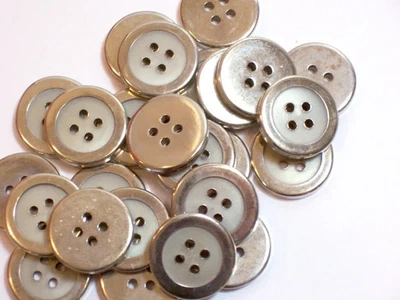 Silvertone Metal Coated Plastic Core Buttons 3/4" x 1 piece New Old Stock Bin B - Image 1 of 3