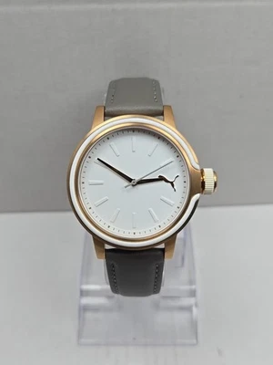 Puma Ultravioleta Mujer Blanco Oro Rosa Reloj Cuarzo Nueva Batería Cuero 5 ATM Foto 1 de 4