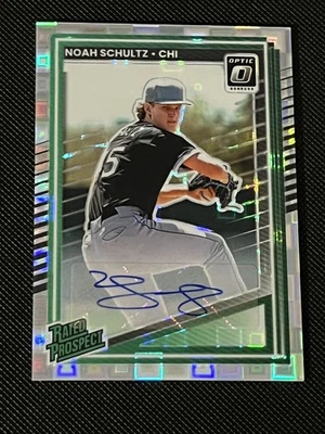 Noah Schultz Cracked Ice Auto #/25 2025 Panini Donruss Optic Rated Prospect RC - Image 1 of 2