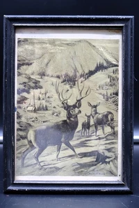 Vtg Foil Etching Nature Scene Ralph H Maier Framed RPI Alum Beautiful Art Deer - Picture 1 of 14